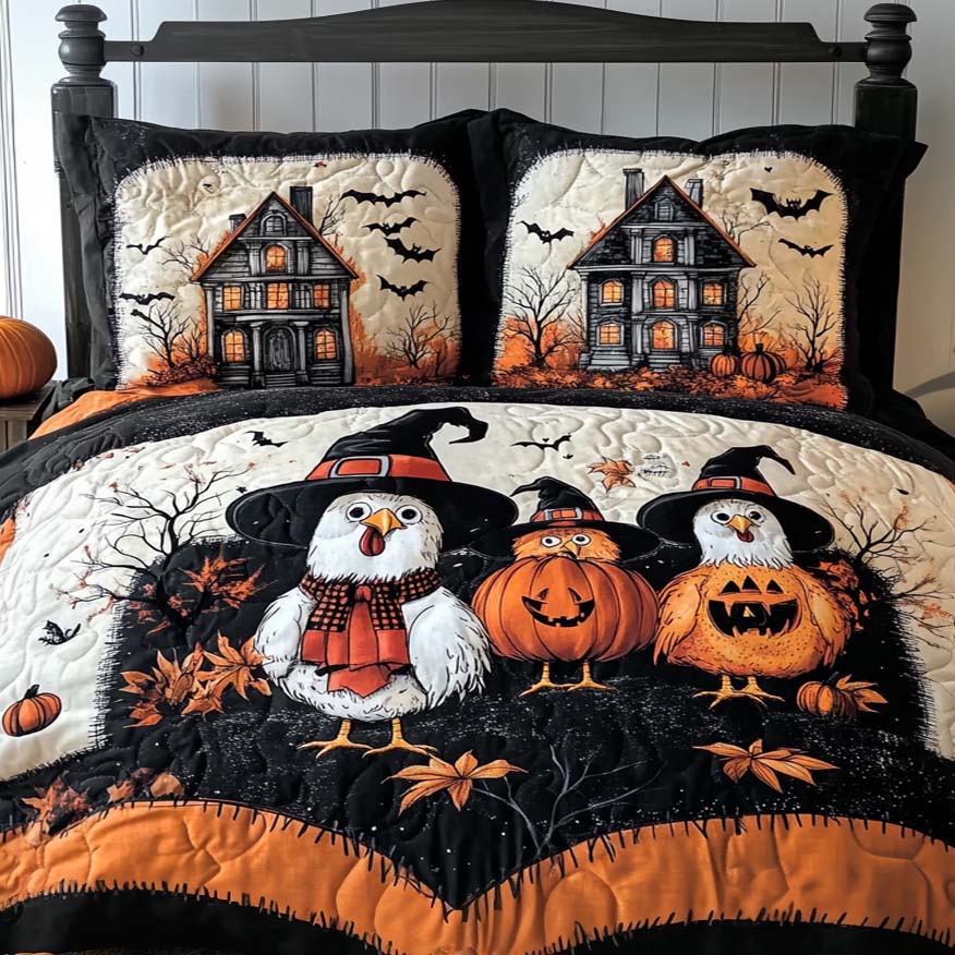 Pumpkin Patch Shadows 3-Piece Quilted Bedding Set NCU0XD234