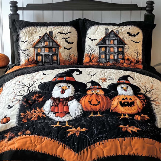 Pumpkin Patch Shadows 3-Piece Quilted Bedding Set NCU0XD234