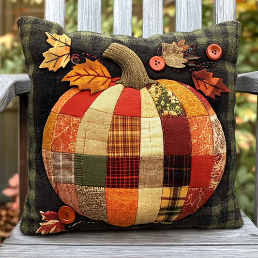 Pumpkin Patchwork Charm Quilted Pillow Case NCU0DV980