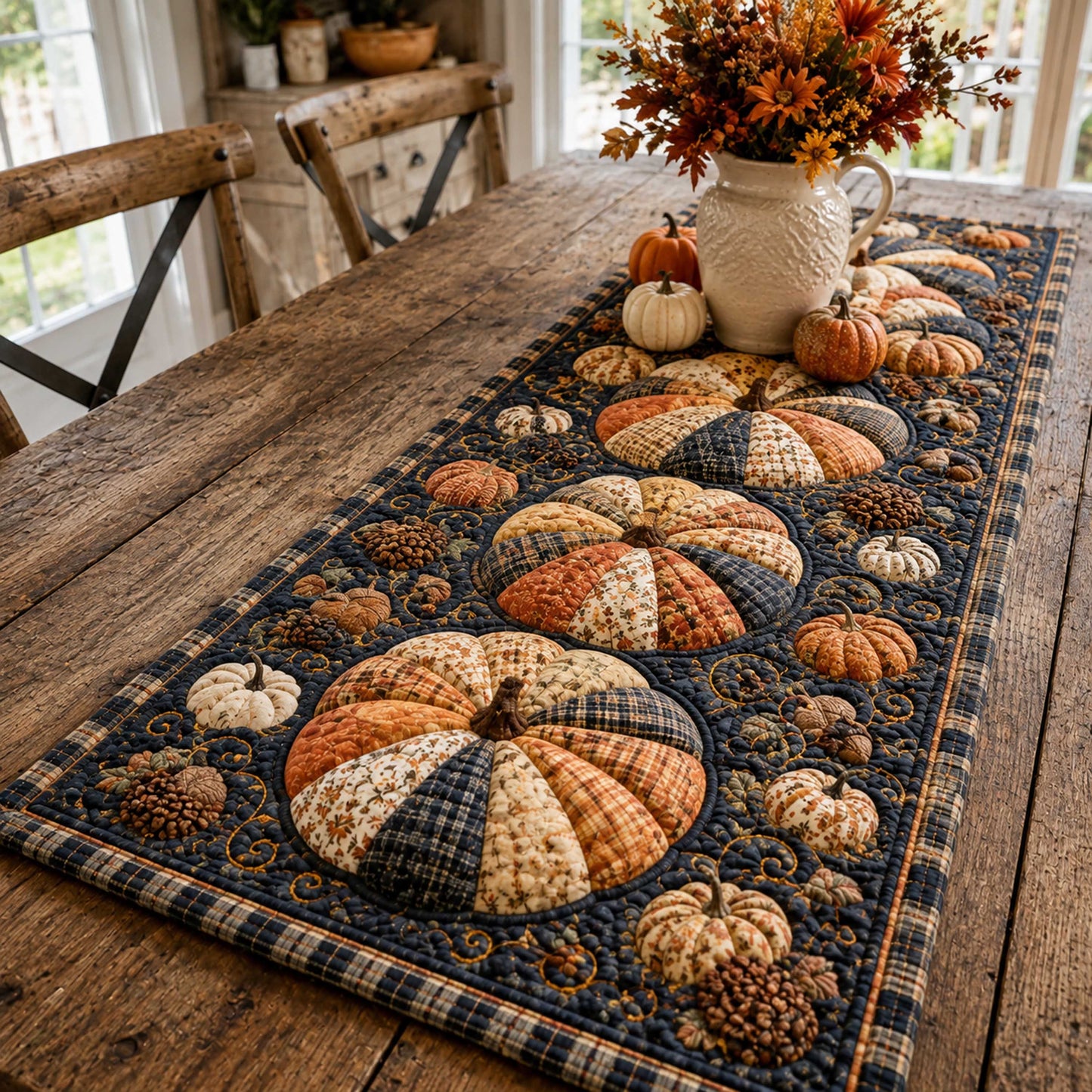 Pumpkin Patchwork Quilted Table Runner NCU0TD3199