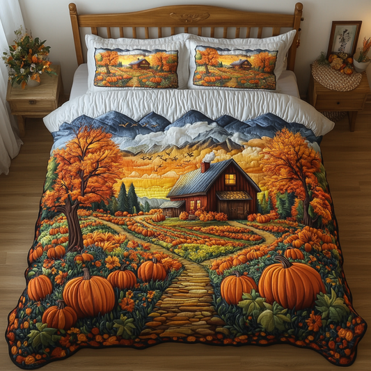 Pumpkin Path 3-Piece Quilted Bedding Set NCU0DK9146