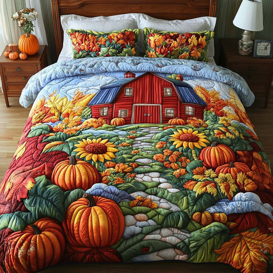 Pumpkin Path 3-Piece Quilted Bedding Set NCU0NT8986