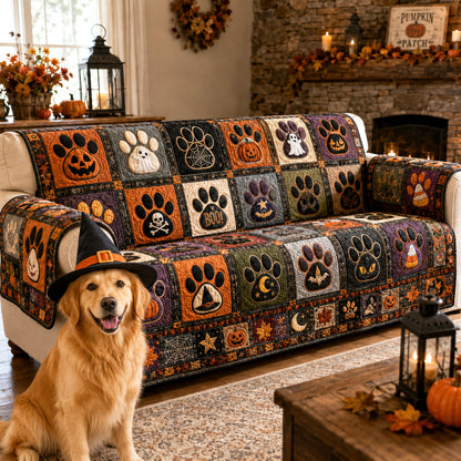 Pumpkin Paws Quilted Sofa Cover NCU0TV2096