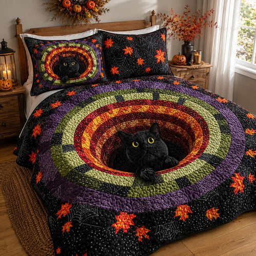 Pumpkin Portal 3-Piece Quilted Bedding Set NCU0VL3585