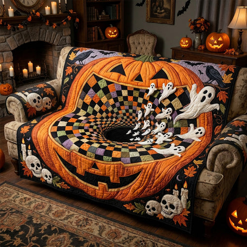 Pumpkin Portal Quilted Sofa Cover NCU0PT11825