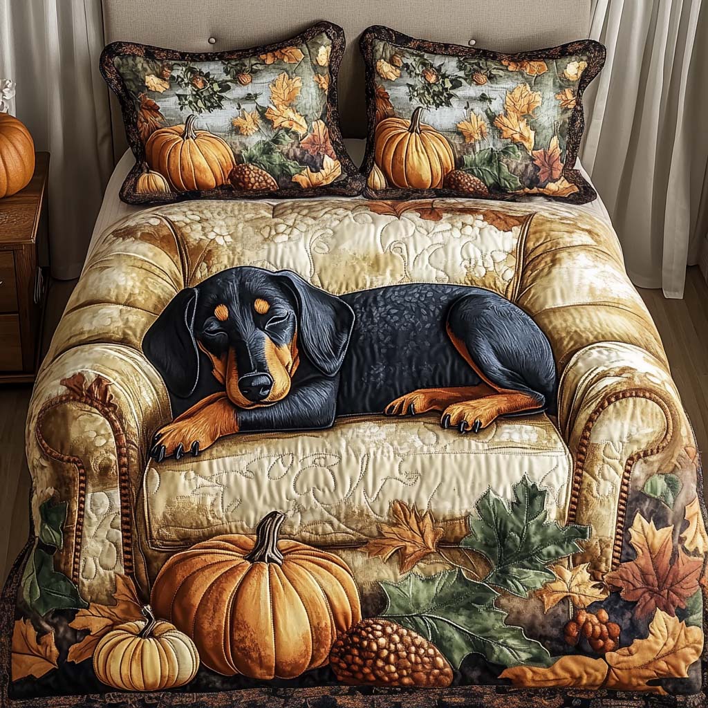 Dachshund 3-Piece Quilted Bedding Set NCU0VT220