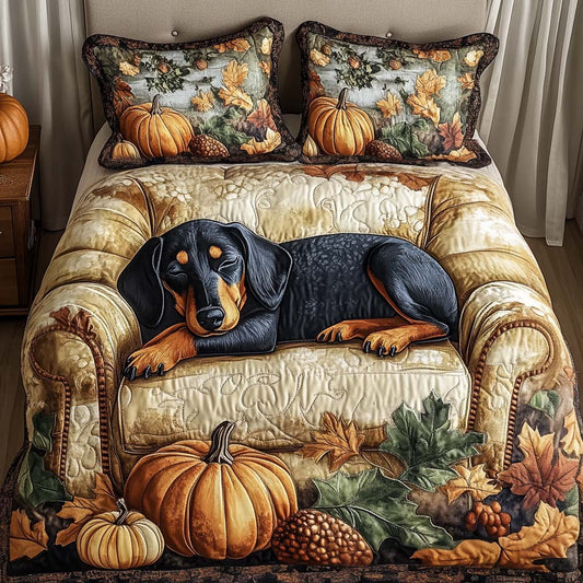 Pumpkin Pup 3-Piece Quilted Bedding Set NCU0NT9063