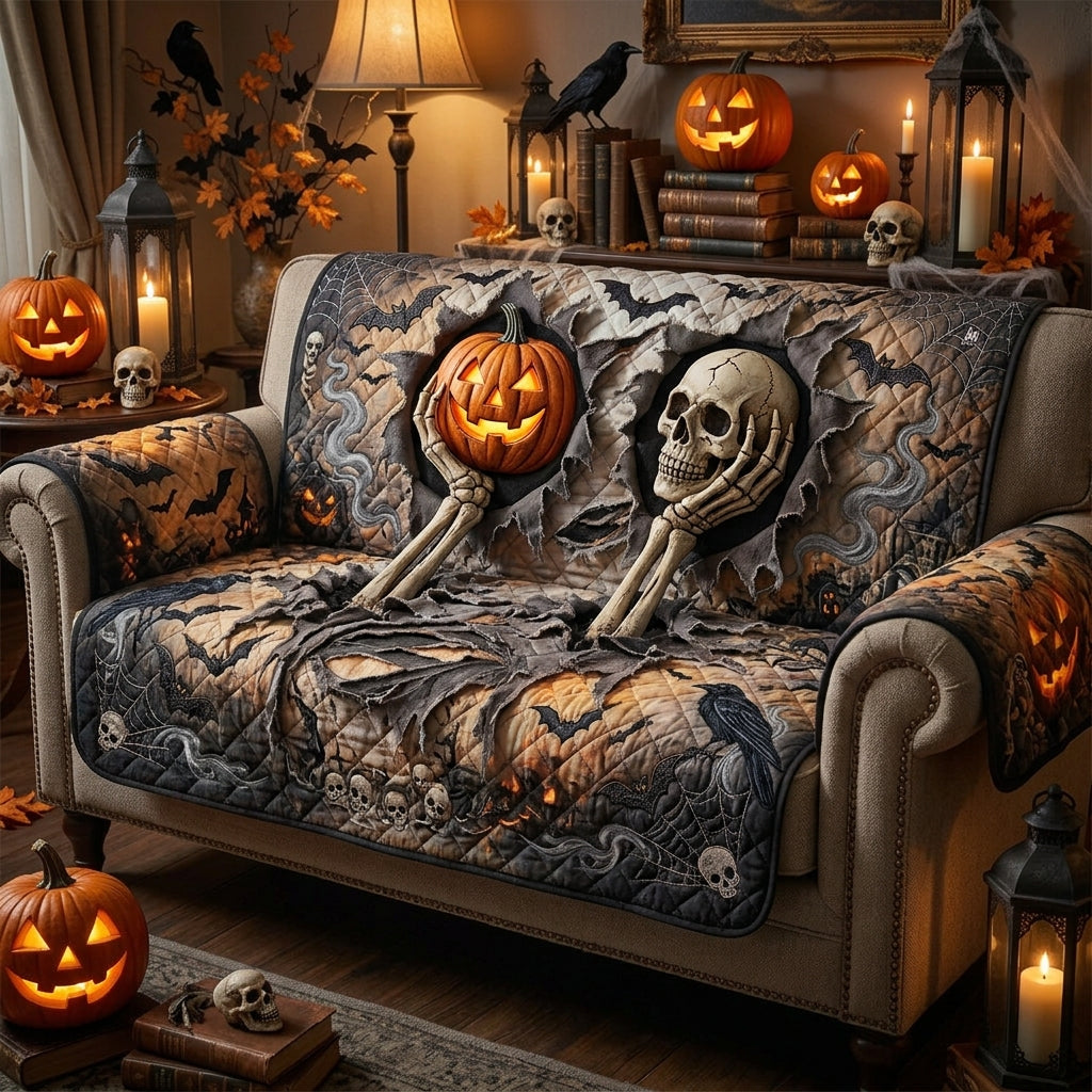 Pumpkin Reaper Quilted Sofa Cover NCU0PT11826