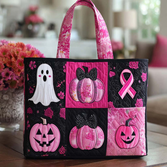 Pumpkin Ribbon Joy Quilted Tote Bag NCU0NT9456