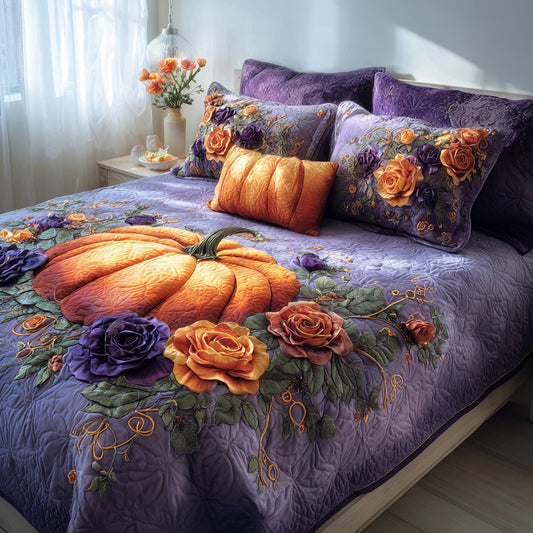Pumpkin Roses 3-Piece Quilted Bedding Set NCU0VL3699
