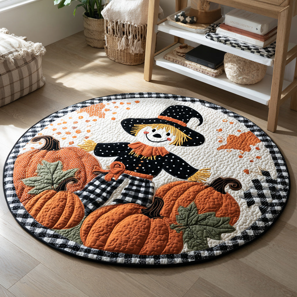 Pumpkin Scarecrow Quilted Round Mat NCU0HH057