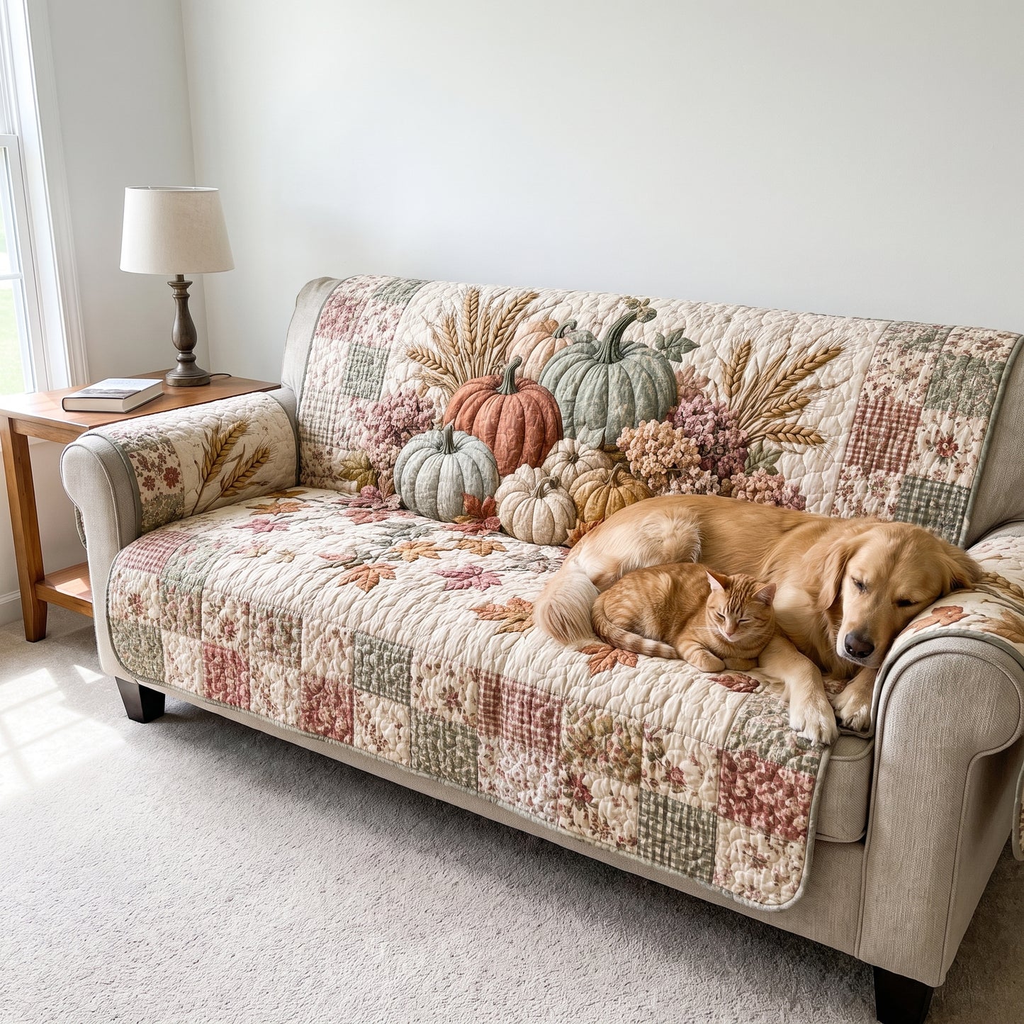 Pumpkin Season Quilted Sofa Cover NCU0TD3114
