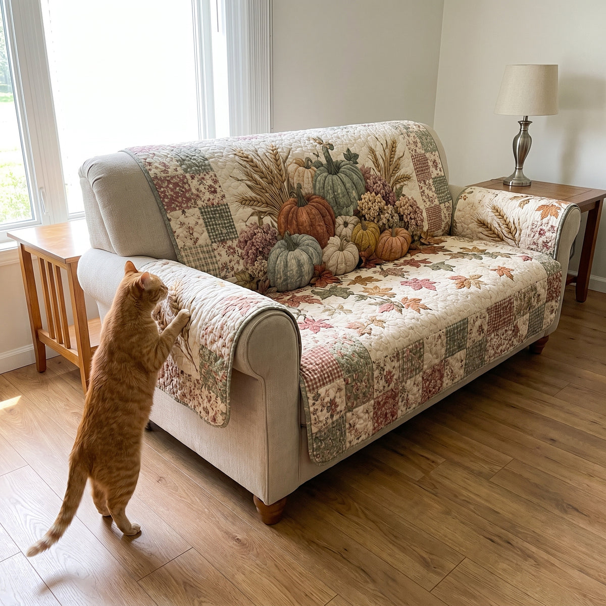 Pumpkin Season Quilted Sofa Cover NCU0TD3114