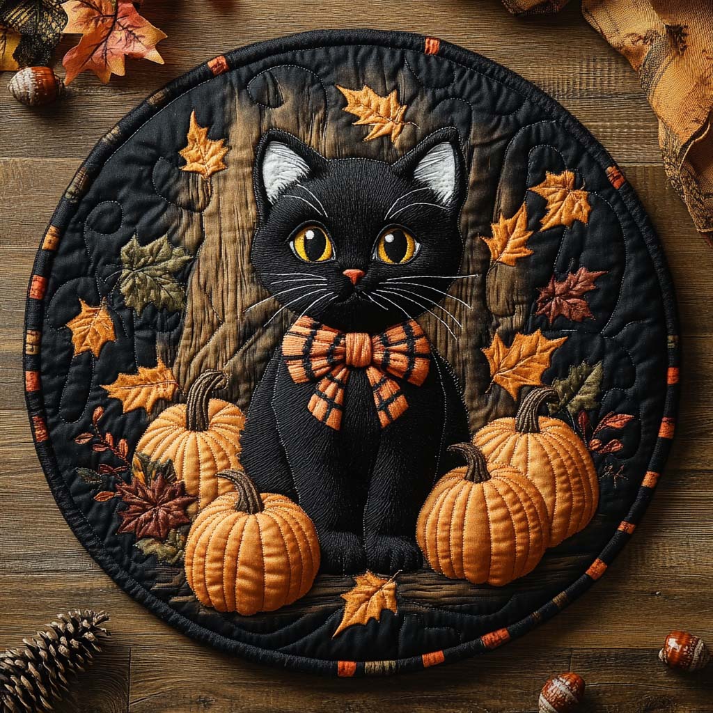 Pumpkin Slumber Quilted Round Mat NCU0XD288