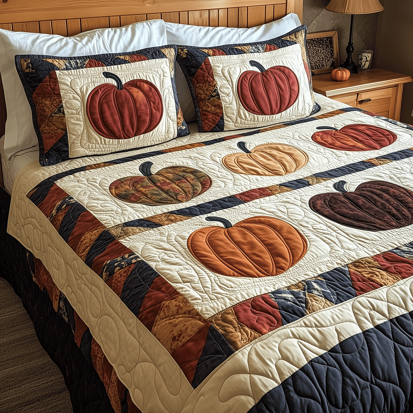 Pumpkin Spice 3-Piece Quilted Bedding Set NCU0TH1969