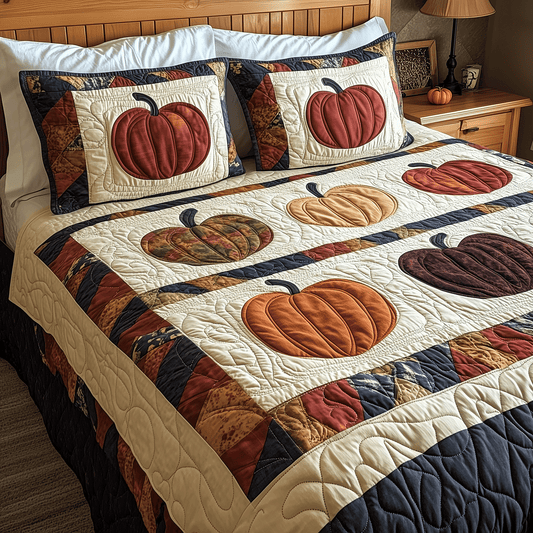 Pumpkin Spice 3-Piece Quilted Bedding Set NCU0TH1969