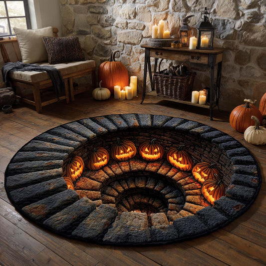 Pumpkin Spiral Dungeon Quilted Round Mat NCU0XD929