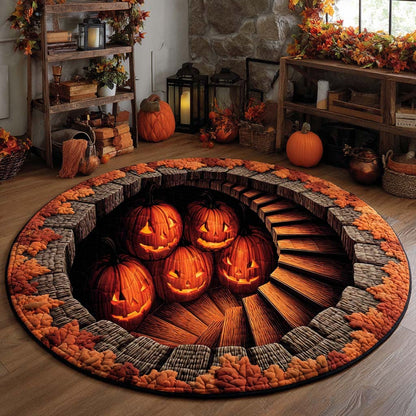 Pumpkin Staircase Illusion Quilted Round Mat NCU0XD935