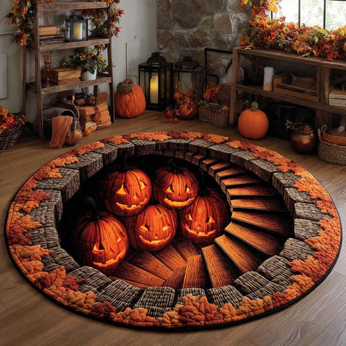 Pumpkin Staircase Illusion Quilted Round Mat NCU0XD935