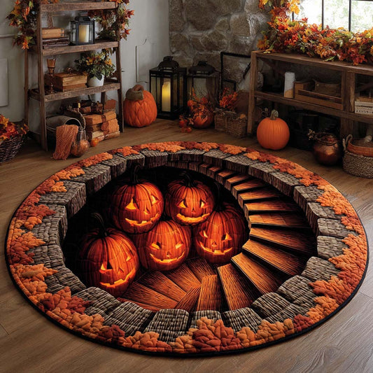 Pumpkin Staircase Illusion Quilted Round Mat NCU0XD935