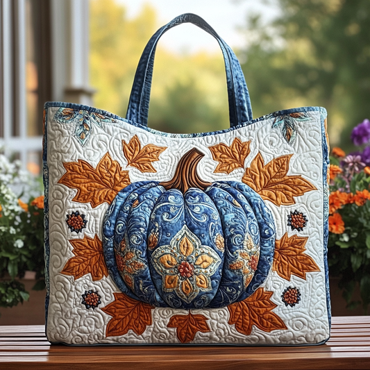 Pumpkin Stitch Quilted Tote Bag NCU0DK9182