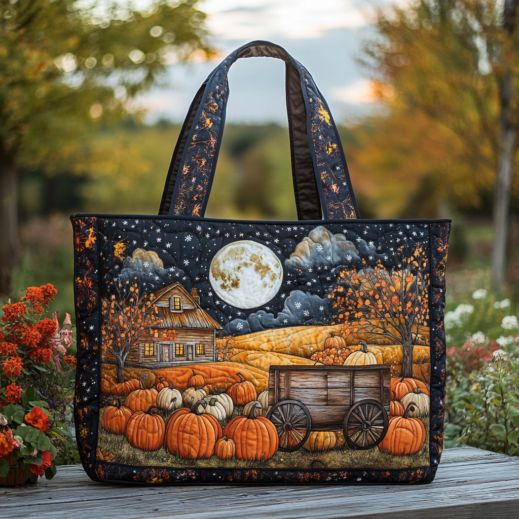 Pumpkin Trail Quilted Tote Bag NCU0DK9381