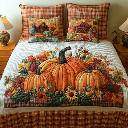 Pumpkin Valley 3-Piece Quilted Bedding Set NCU0PT8275