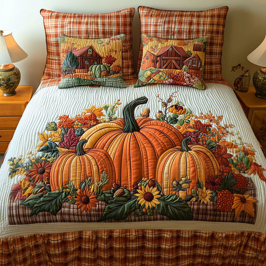 Pumpkin Valley 3-Piece Quilted Bedding Set NCU0PT8275