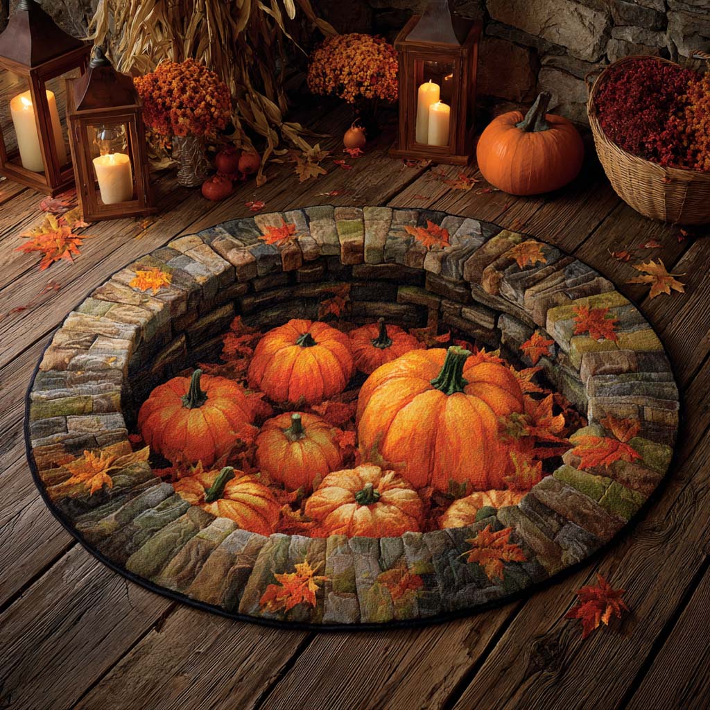 Pumpkin Well Quilted Round Mat NCU0XD983