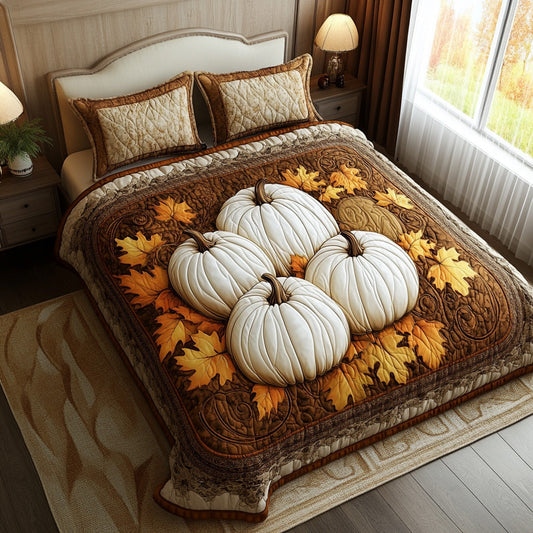 Pumpkin Whispers 3-Piece Quilted Bedding Set NCU0DV6756