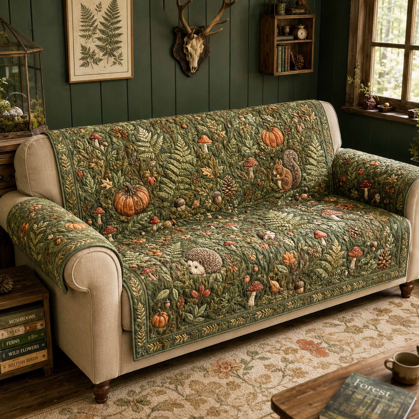 Pumpkin Wishes Quilted Sofa Cover NCU0TD3117