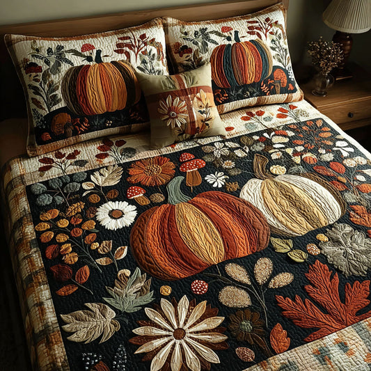 Pumpkin Wonderland 3-Piece Quilted Bedding Set NCU0PT7835