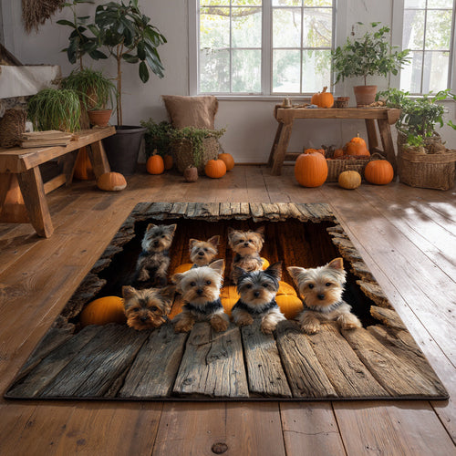 Pumpkin Yorkie Area Rug NCU0HH1446