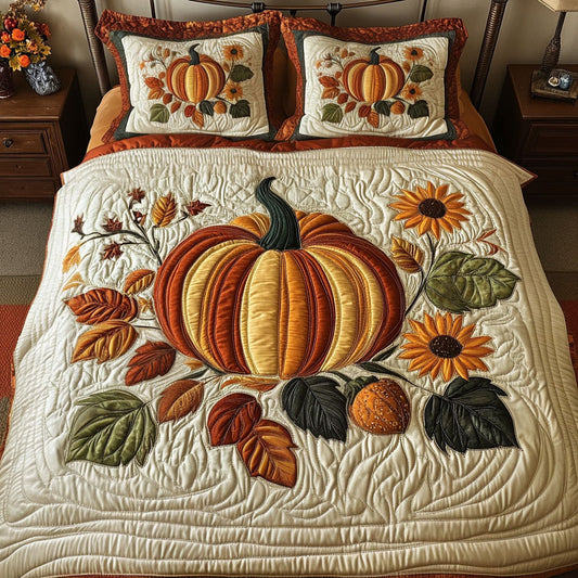 Pumpkin and Spice 3-Piece Quilted Bedding Set NCU0PT7825