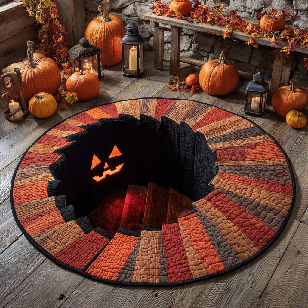 Pumpkins Descent Quilted Round Mat NCU0XD941