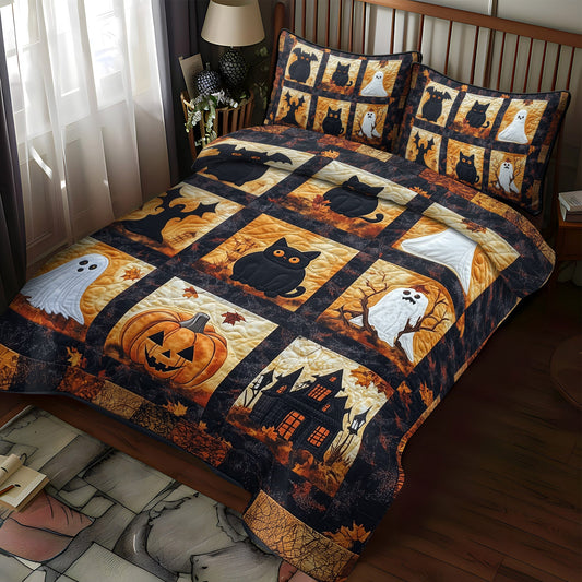 Pumpkins and Phantoms 3-Piece Quilted Bedding Set NCU0TL1228
