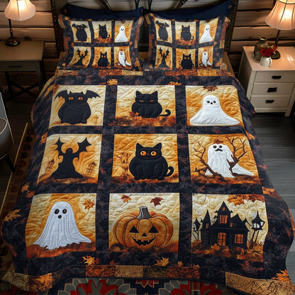 Pumpkins and Phantoms 3-Piece Quilted Bedding Set NCU0TL1228