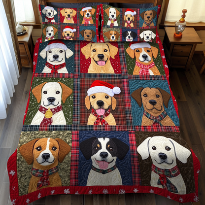 Puppy Christmas Cheer 3-Piece Quilted Bedding Set NCU0VL631