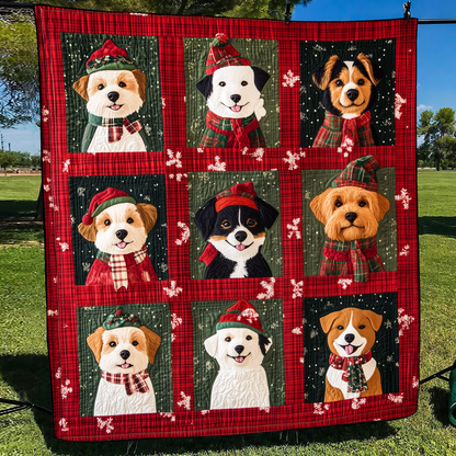 Puppy Christmas Cheer Quilted Blanket NCU0VL607