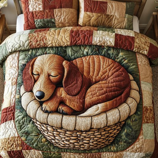 Puppy Comfort 3-Piece Quilted Bedding Set NCU0VH2197