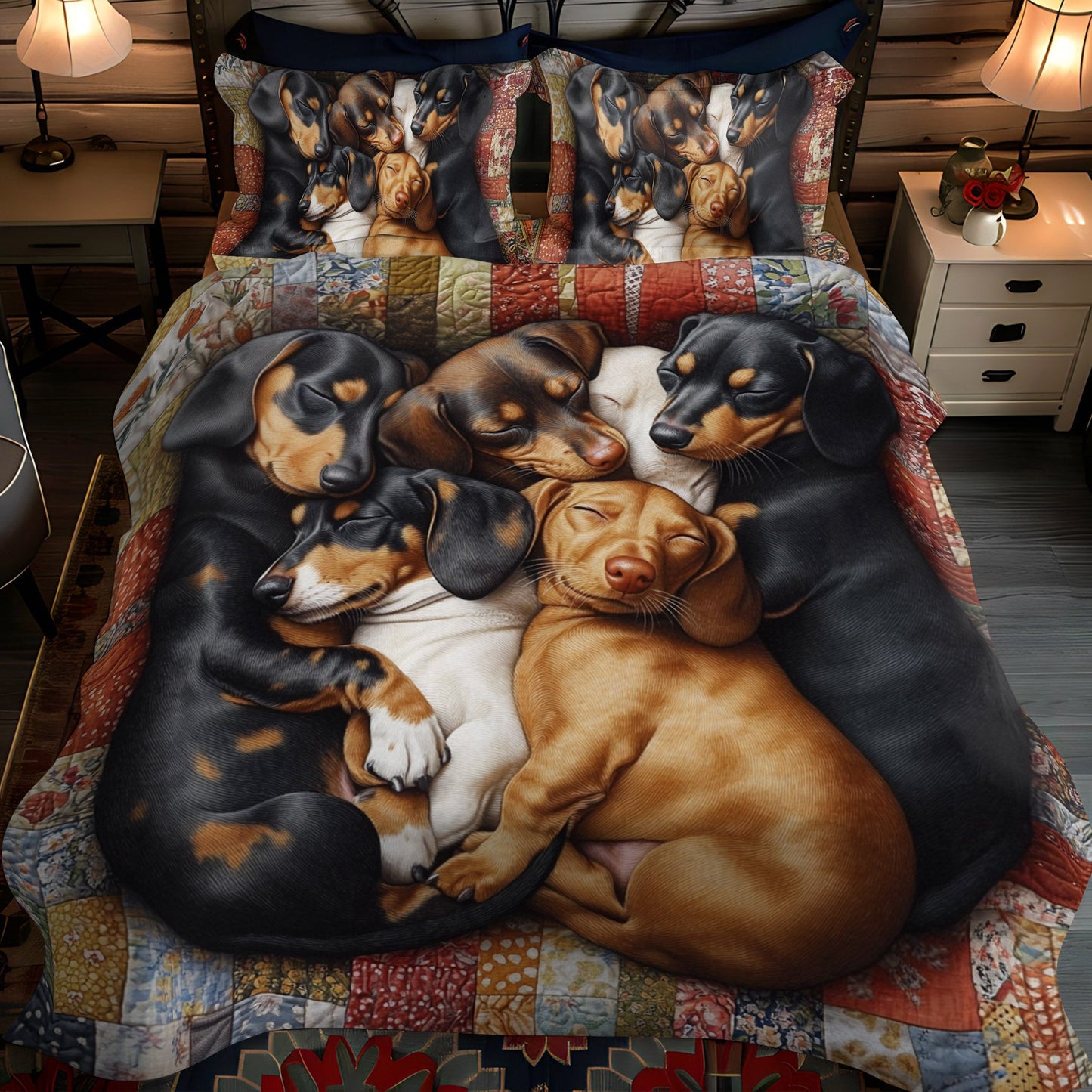 Puppy Pile 3-Piece Quilted Bedding Set NCU0NT1654