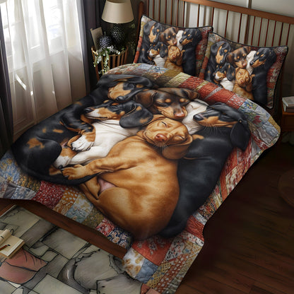 Puppy Pile 3-Piece Quilted Bedding Set NCU0NT1654