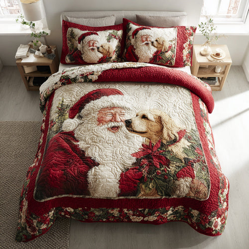 Puppy Santa Claus 3-Piece Quilted Bedding Set NCU0HH349