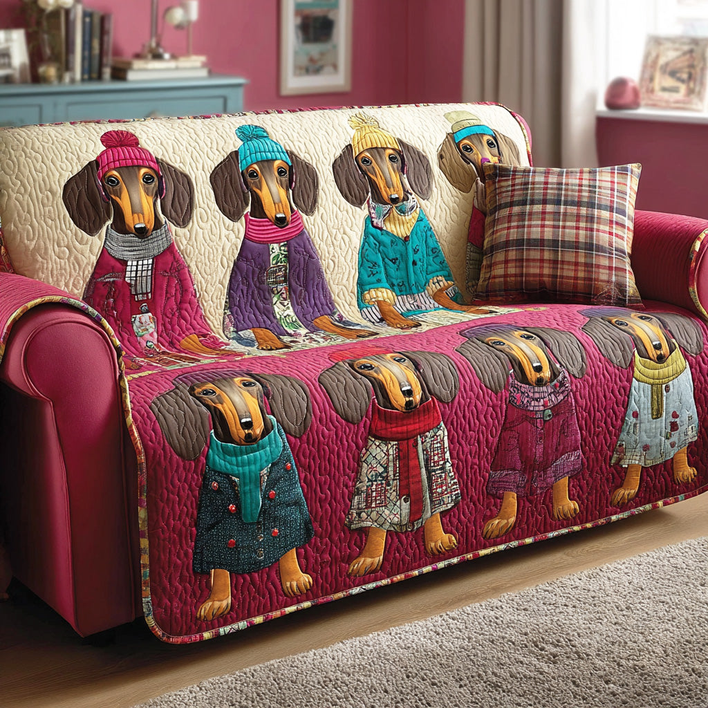 Puppy Valentine Quilted Sofa Cover NCU0TD2174