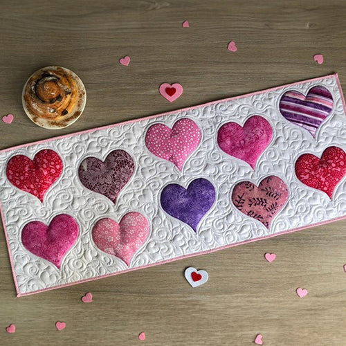 Pure Hearts Quilted Table Runner NCU0TL465