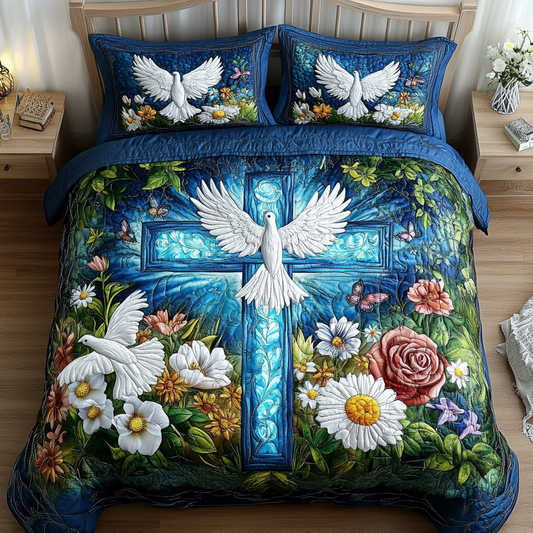 Pure Cross 3-Piece Quilted Bedding Set NCU0DK8158