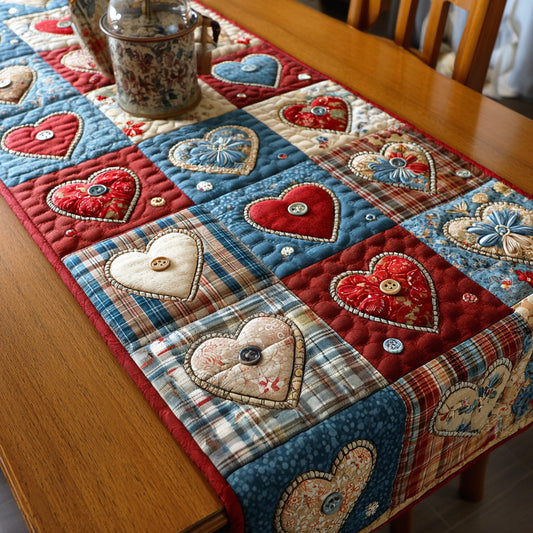 Pure Hearts Quilted Table Runner NCU0TD2142