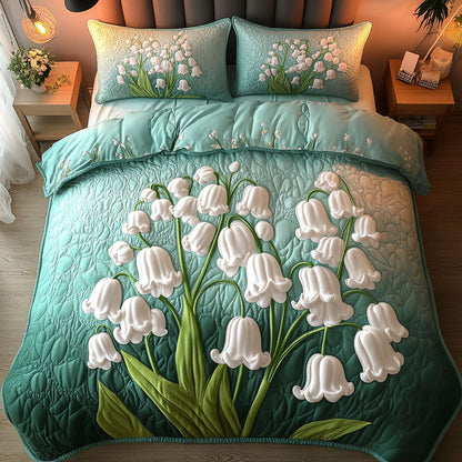 Pure Lilies 3-Piece Quilted Bedding Set NCU0NT6054