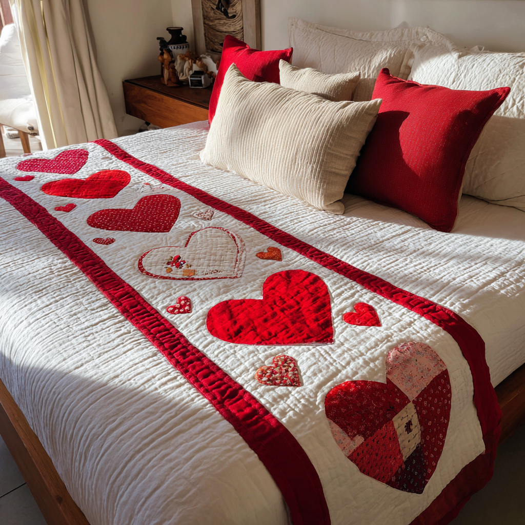 Purely Heart Quilted Bed Runner NCU0DK8963