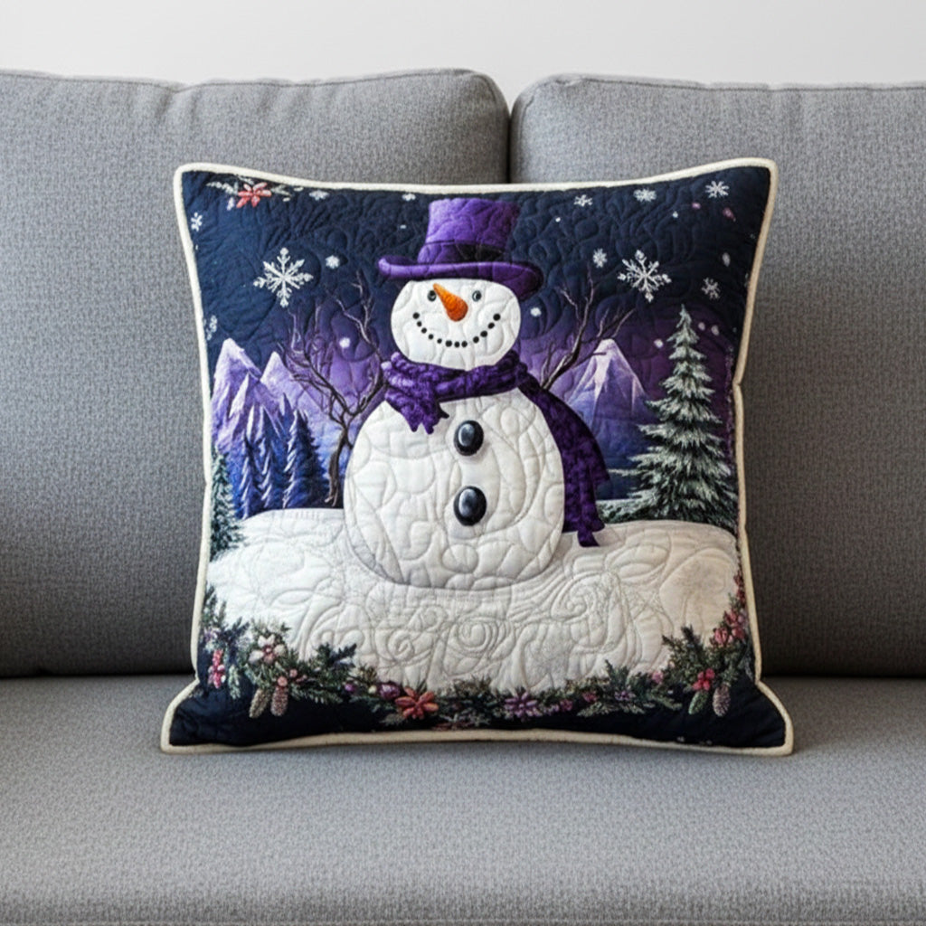 Purple Snowman Quilted Pillow Case NCU0NT10284